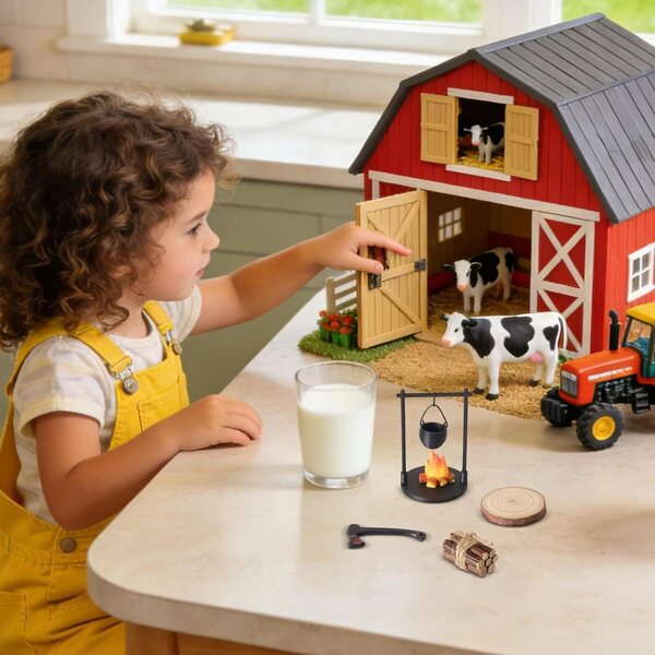 Kit Fuoco da Campo Giocattolo Miniatura - Stufa Sospesa, Gioco Educativo e Decorativo