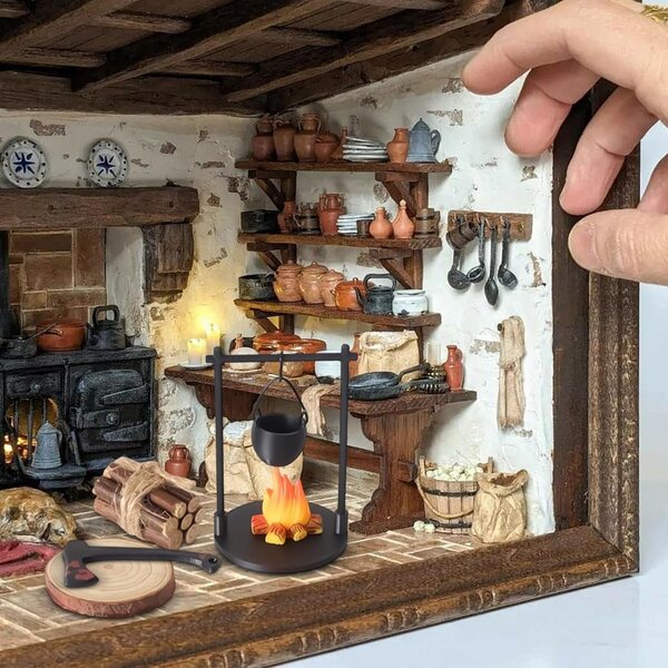Kit Fuoco da Campo Giocattolo Miniatura - Stufa Sospesa, Gioco Educativo e Decorativo