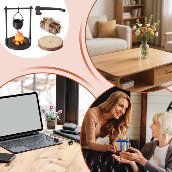 Kit Fuoco da Campo Giocattolo Miniatura - Stufa Sospesa, Gioco Educativo e Decorativo