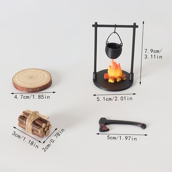 Kit Fuoco da Campo Giocattolo Miniatura - Stufa Sospesa, Gioco Educativo e Decorativo