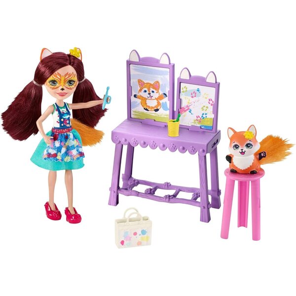 Enchantimals Magical Friends Colors Spielset mit der Fuchs-Puppe Felicity und künstlerischem Zubehör