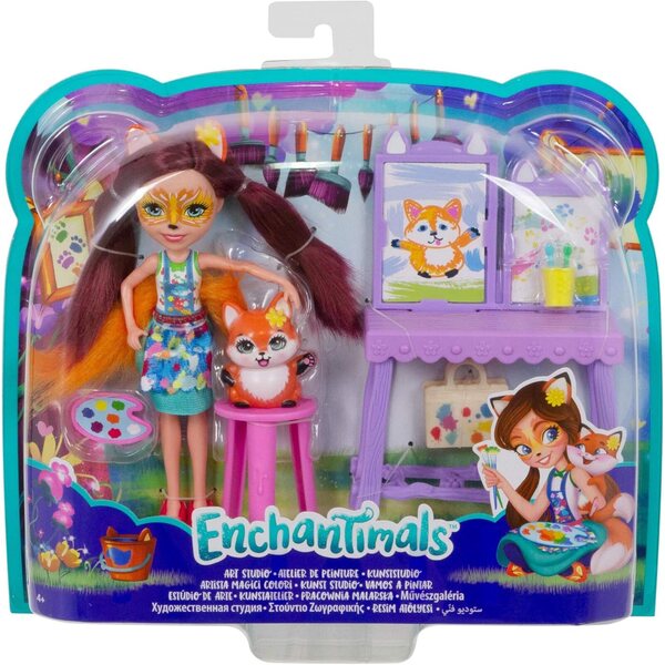 Enchantimals Magical Friends Colors Spielset mit der Fuchs-Puppe Felicity und künstlerischem Zubehör