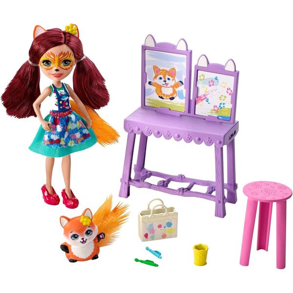 Enchantimals Magical Friends Colors Spielset mit der Fuchs-Puppe Felicity und künstlerischem Zubehör