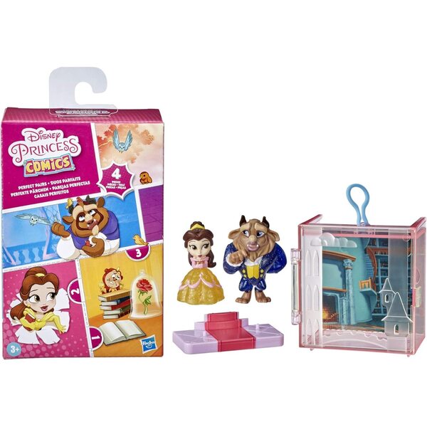 Disney Princess Perfect Pairs Belle: Set mit 2 „Die Schöne und das Biest“-Puppen mit Vitrine und Ständer