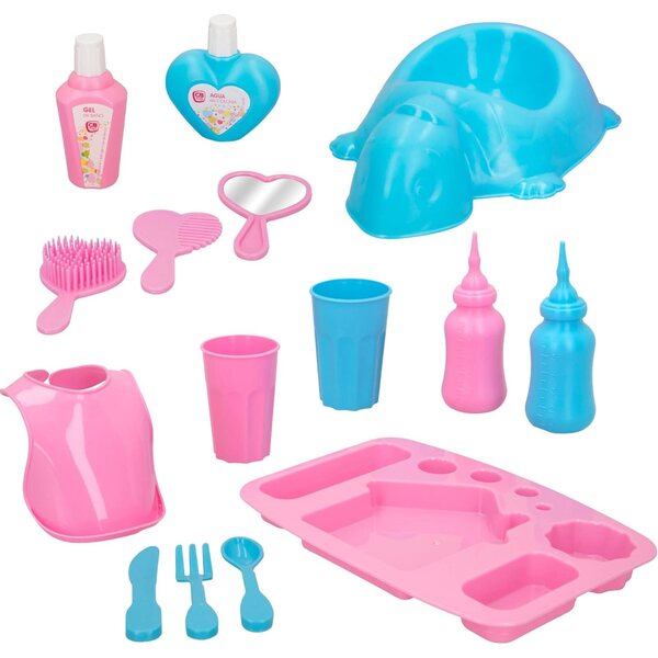 Set mit 15 Accessoires für neugeborene Puppen 28x28x7 cm - Colorebaby