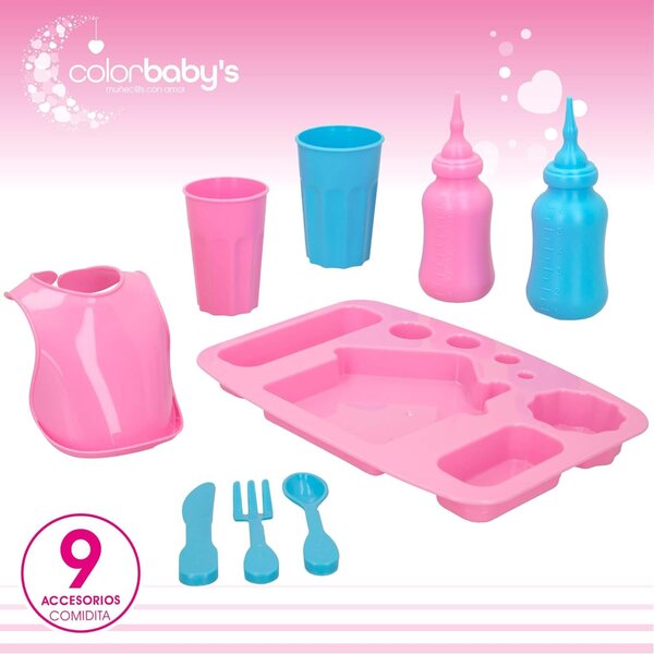 Set mit 15 Accessoires für neugeborene Puppen 28x28x7 cm - Colorebaby