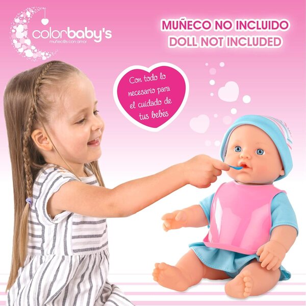 Set mit 15 Accessoires für neugeborene Puppen 28x28x7 cm - Colorebaby