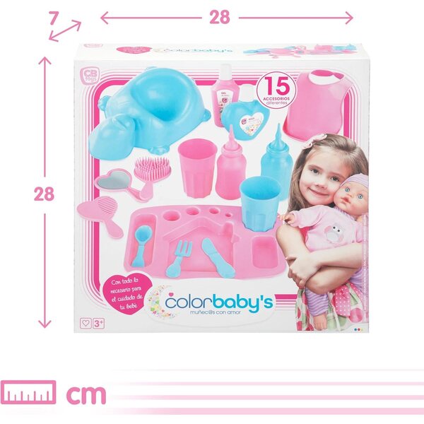 Set mit 15 Accessoires für neugeborene Puppen 28x28x7 cm - Colorebaby