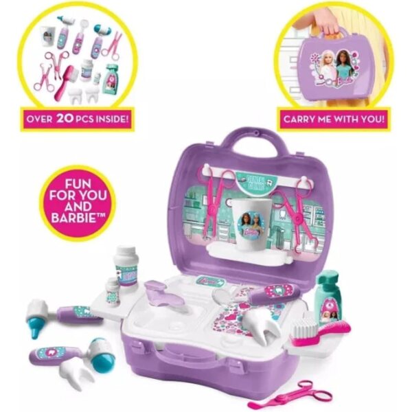 Barbie Dentist On The Go Playset - Set portatile oltre 20 pezzi per bambini