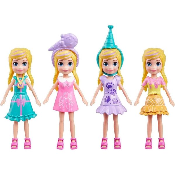 Polly Pocket-Geburtstagsparty mit Puppen, Welpen und 35 Accessoires – 4+