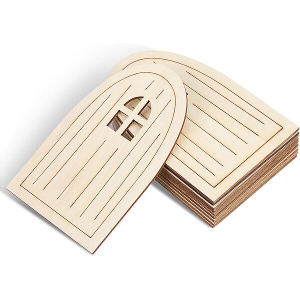 Set 10 Porte in Legno Non Verniciate per Decorazioni Creative Casa delle Fate Fai da Te