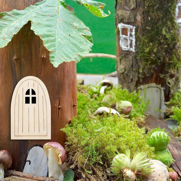 Set 10 Porte in Legno Non Verniciate per Decorazioni Creative Casa delle Fate Fai da Te