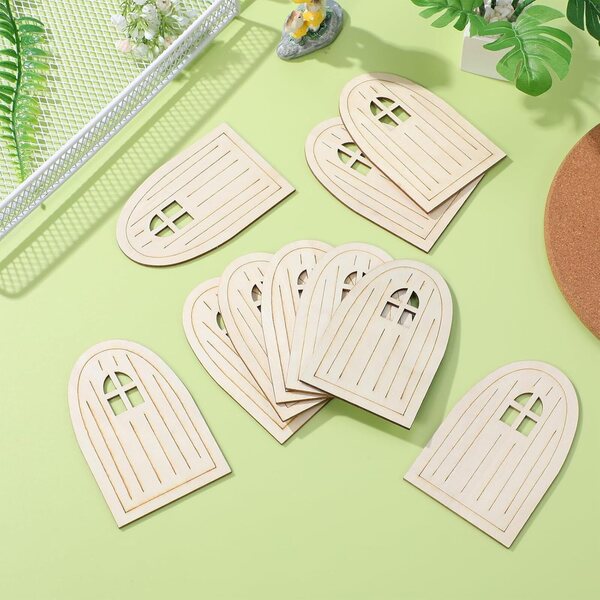 Set 10 Porte in Legno Non Verniciate per Decorazioni Creative Casa delle Fate Fai da Te