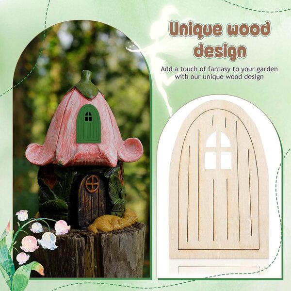Set 10 Porte in Legno Non Verniciate per Decorazioni Creative Casa delle Fate Fai da Te