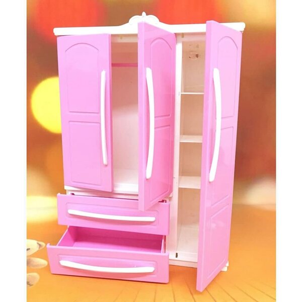 Zerodis Mini Bambola Armadio Rosa per Gioielli e Vestiti da Polso 18,3x6,5x25,8 cm
