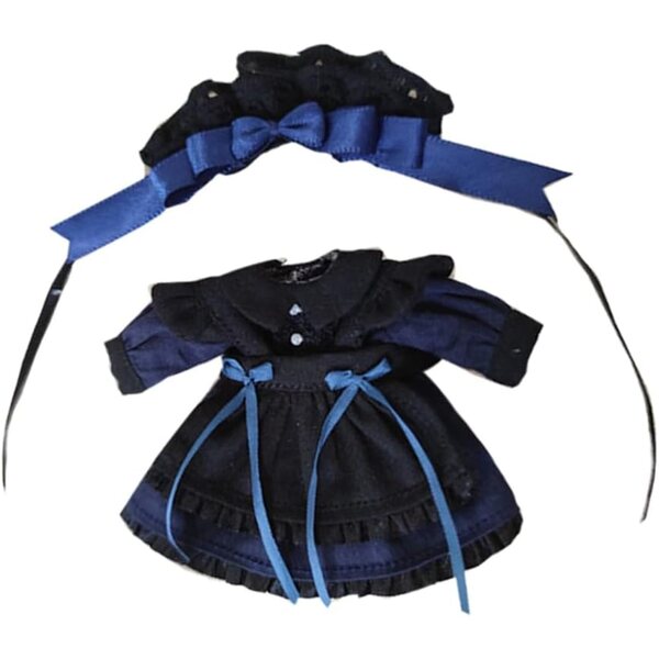 niannyyhouse Set Vestiti Blu per Bambole OB11 1:12 Copricapo e Grembiule