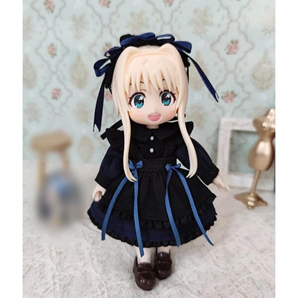 niannyyhouse Set Vestiti Blu per Bambole OB11 1:12 Copricapo e Grembiule