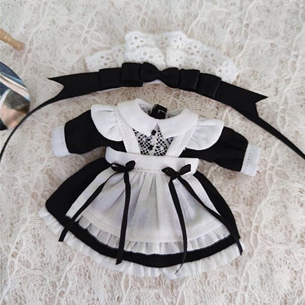 niannyyhouse Set Vestiti Blu per Bambole OB11 1:12 Copricapo e Grembiule