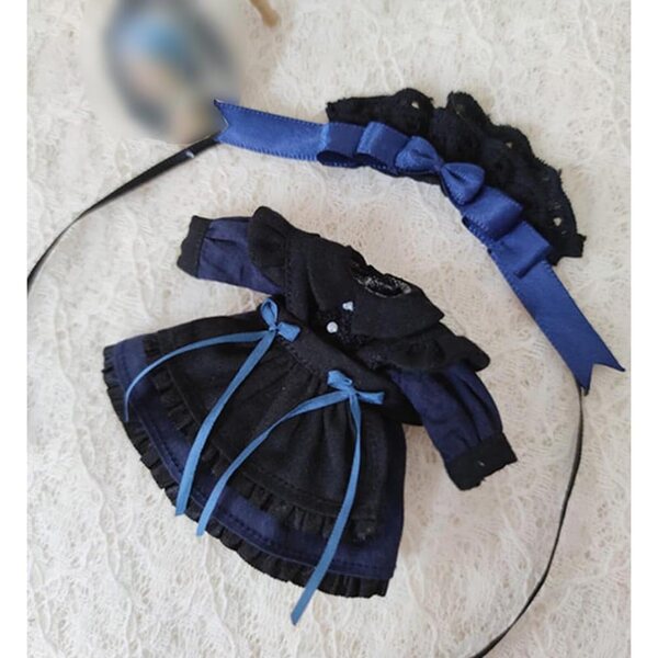 niannyyhouse Set Vestiti Blu per Bambole OB11 1:12 Copricapo e Grembiule