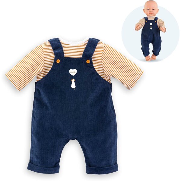 Corolle T-Shirt e Salopette Marine per Poupon 42 cm, abbigliamento morbido per bimbi da 2 anni