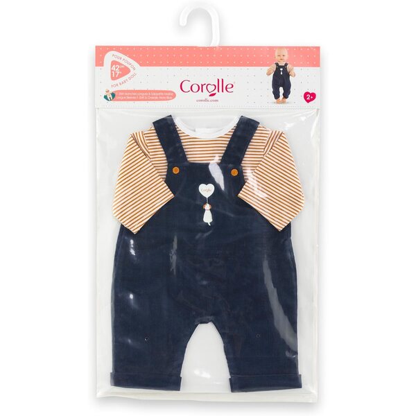 Corolle T-Shirt e Salopette Marine per Poupon 42 cm, abbigliamento morbido per bimbi da 2 anni