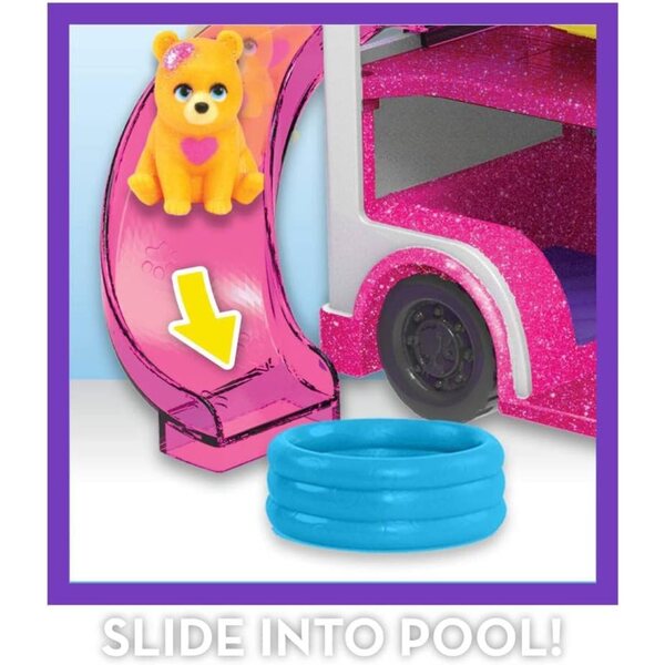 Barbie Deluxe Pet Camper-Set mit funkelndem Camper und Haustierzubehör