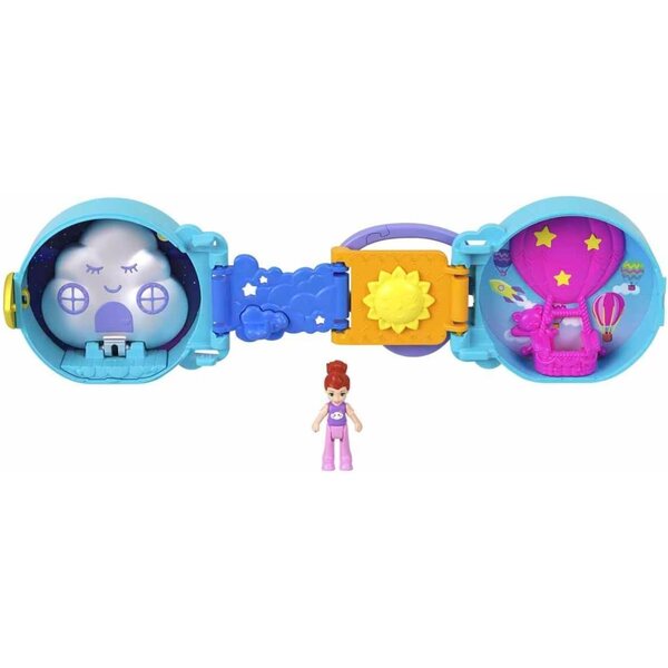 Polly Pocket Travel Fun HRD73 – Kompaktes und tragbares Mini-Spielset in Blau
