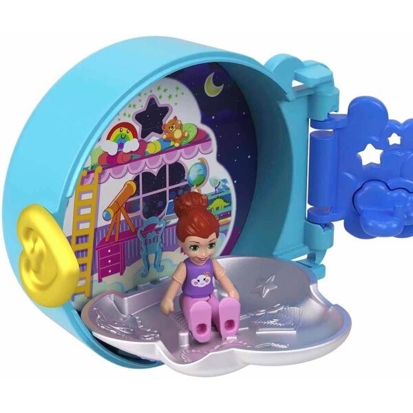 Polly Pocket Travel Fun HRD73 – Kompaktes und tragbares Mini-Spielset in Blau