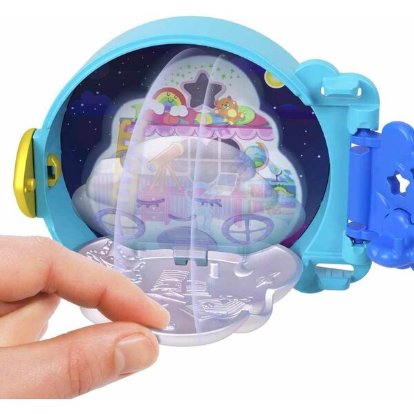 Polly Pocket Travel Fun HRD73 – Kompaktes und tragbares Mini-Spielset in Blau