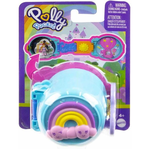 Polly Pocket Travel Fun HRD73 – Kompaktes und tragbares Mini-Spielset in Blau