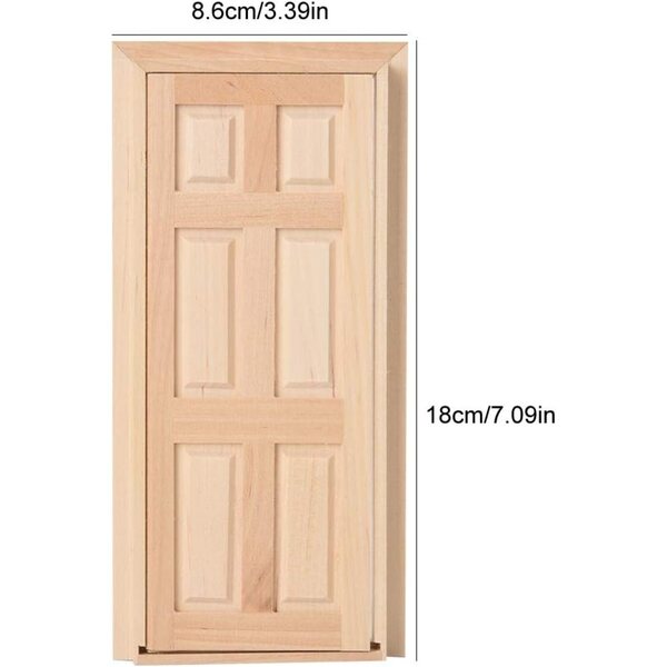 Mini Porta in Legno per Casa delle Bambole Scala 1:12, Accessorio Decorativo