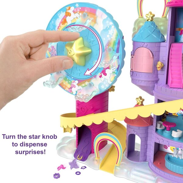 Polly Pocket Rainbow Funfair mit 3 Fahrgeschäften, 2 Puppen und 25 Überraschungen, 4+