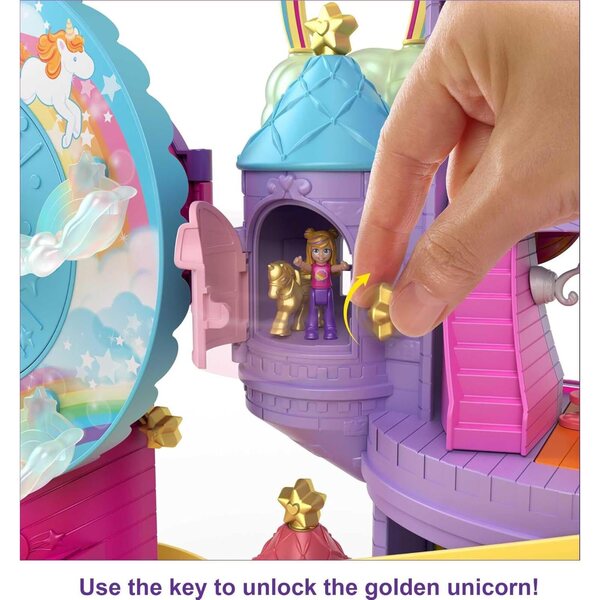 Polly Pocket Rainbow Funfair mit 3 Fahrgeschäften, 2 Puppen und 25 Überraschungen, 4+