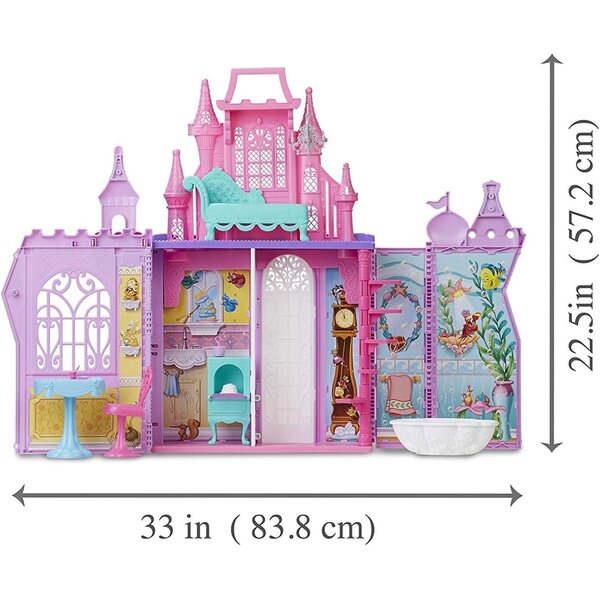 Disney Princess Castle Pack 'n' Go – Tragbares Spielset mit 5 Umgebungen und 13 Zubehörteilen