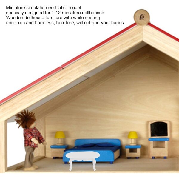 Tnfeeon Tavolino Miniatura in Legno Bianco per Casa delle Bambole Scala 1:12