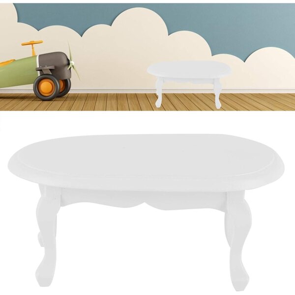 Tnfeeon Tavolino Miniatura in Legno Bianco per Casa delle Bambole Scala 1:12