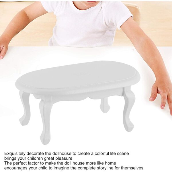 Tnfeeon Tavolino Miniatura in Legno Bianco per Casa delle Bambole Scala 1:12