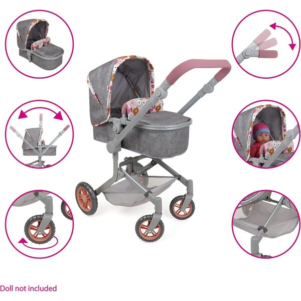 509 Crew Deluxe Set 19-teilig Kinderwagen, Hochstuhl und Zubehör für Puppen bis 53 cm