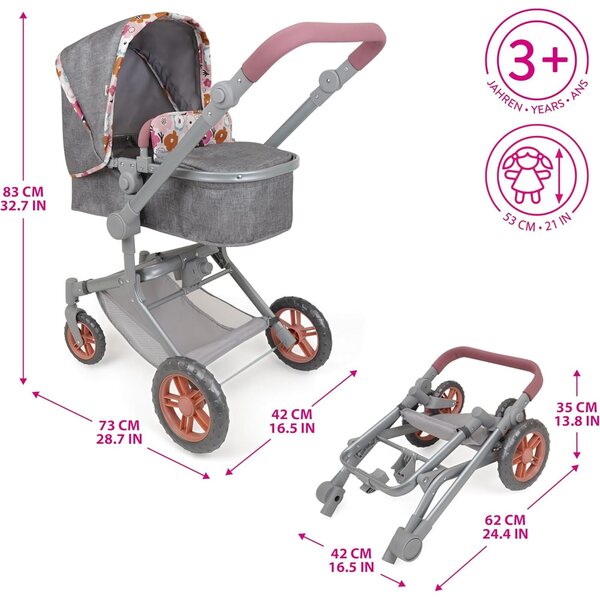 509 Crew Deluxe Set 19-teilig Kinderwagen, Hochstuhl und Zubehör für Puppen bis 53 cm