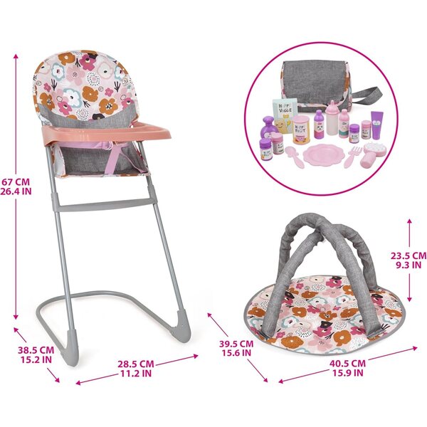 509 Crew Deluxe Set 19-teilig Kinderwagen, Hochstuhl und Zubehör für Puppen bis 53 cm