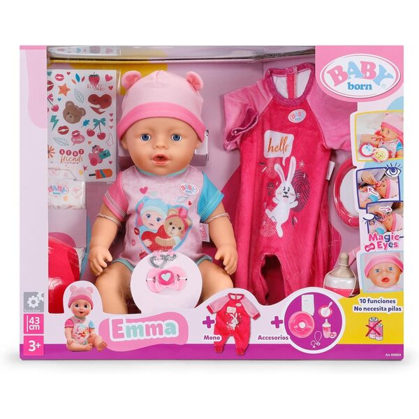 BABY BORN Emma Magic Eyes: Bambola con occhi magici, tutina e accessori inclusi