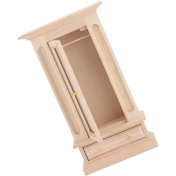 Armadio Vintage in Legno Scala 1:12 per Casa delle Bambole - Spazio Ampio e Design Autentico