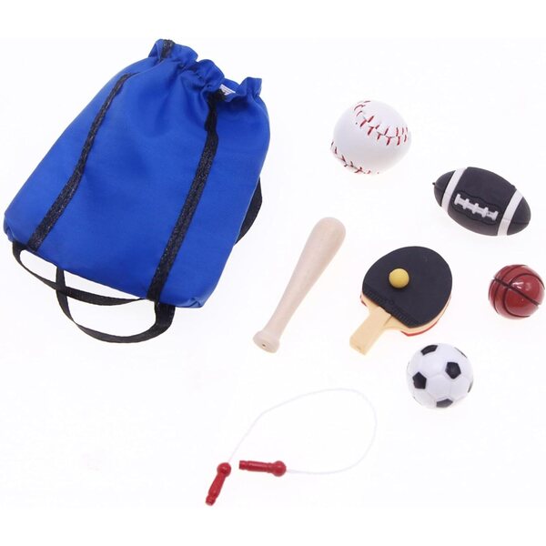 Set Sportivo in Miniatura per Casa delle Bambole - Decorazione e Gioco di Finzione in Legno e Resina