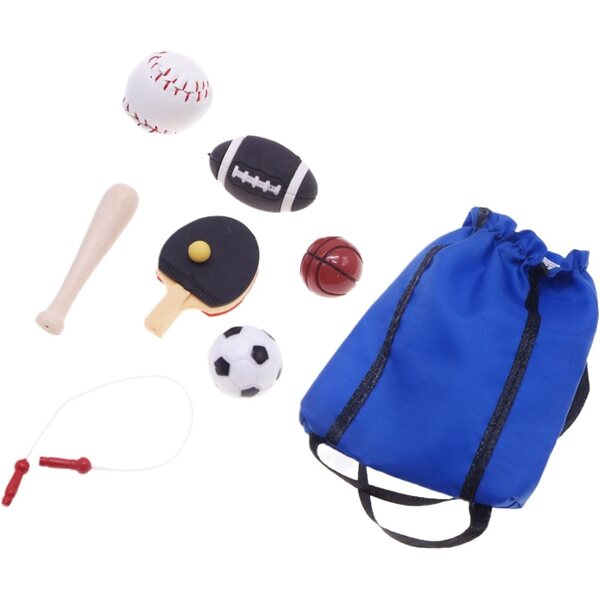 Set Sportivo in Miniatura per Casa delle Bambole - Decorazione e Gioco di Finzione in Legno e Resina