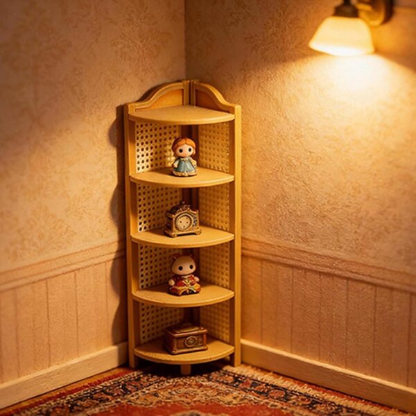 Puppenhausspezifischer Miniatur-Eckschrank im Maßstab 1:12 – europäisches Design