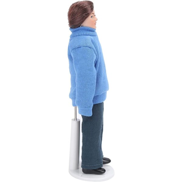 Akozon Porzellanpuppe 1:12 Mann Blauer Pullover Miniatur für Puppenhaus