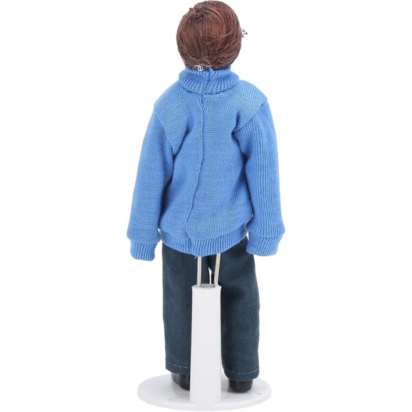 Akozon Porzellanpuppe 1:12 Mann Blauer Pullover Miniatur für Puppenhaus