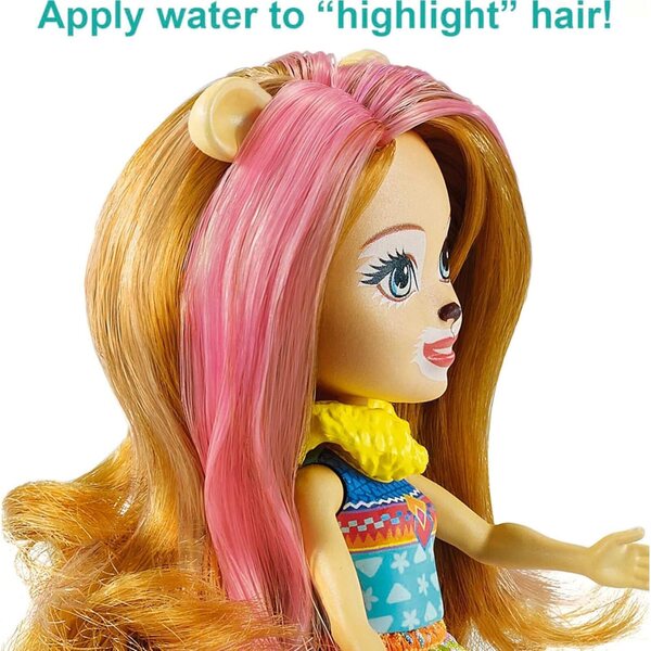 Enchantimals Beauty Salon Spielset mit Lacey der Löwe-Puppe und 13 Zubehörteilen für Kinder ab 4 Jahren