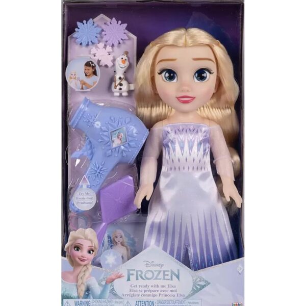 Disney Princess Frozen Elsa große Puppe mit Haarset und Frisurenzubehör