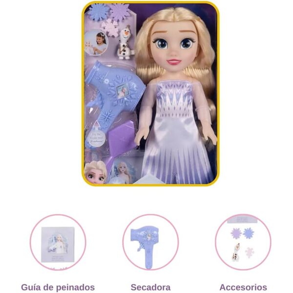 Disney Princess Frozen Elsa bambola grande con set capelli e accessori acconciatura